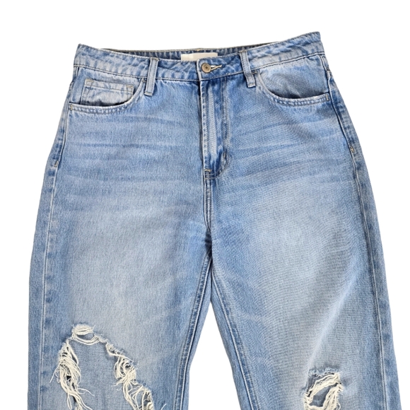 Vervet Blue High Rise Busted Knee Cotton Denim Jeans - Picture 4 of 9